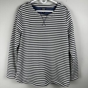 IZOD Sweatshirt Mens XL Black White Striped Crew Neck Long Sleeve Excellent